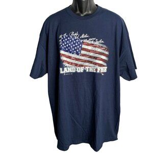 5 Star Land of the Free Crewneck T Shirt XXL Blue Short Sleeve Flag Constitution